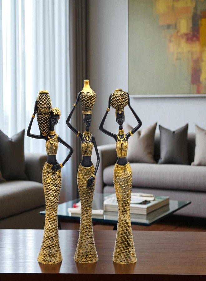 AABCO Vibrant Beautiful Finish Uniquely Hand Crafted Home Decor African Tribal Women Art Piece (Set of 3) - Image 1